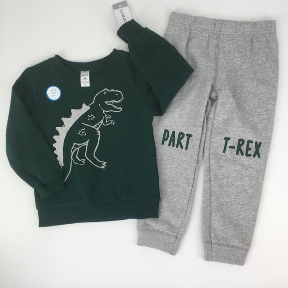 Carter/'s Infant Boys Green T-Rex Sweatshirt NWT dinosaurs long sleeve